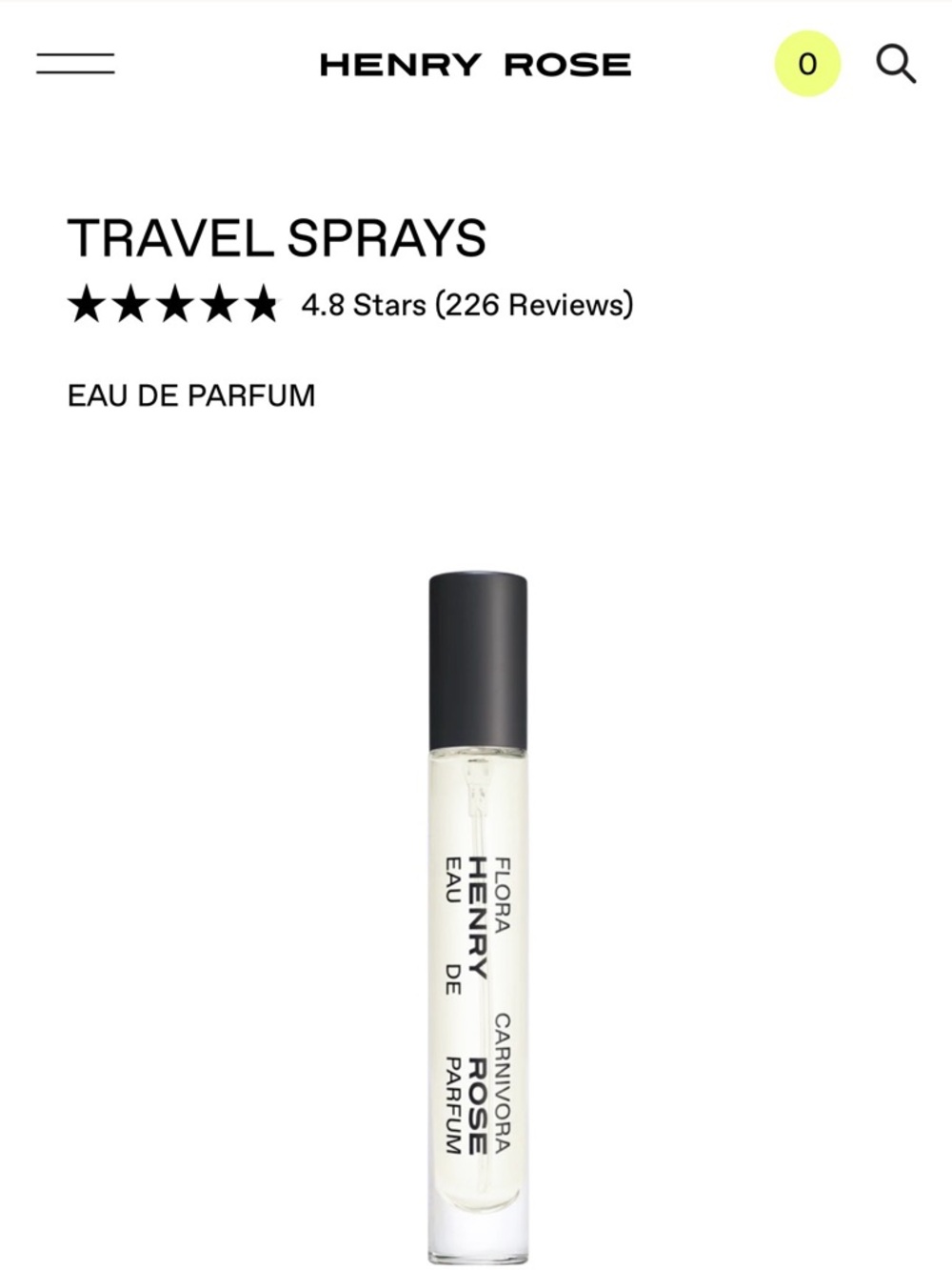 Henry Rose Flora Carnivora Travel Spray Eau de Perfume